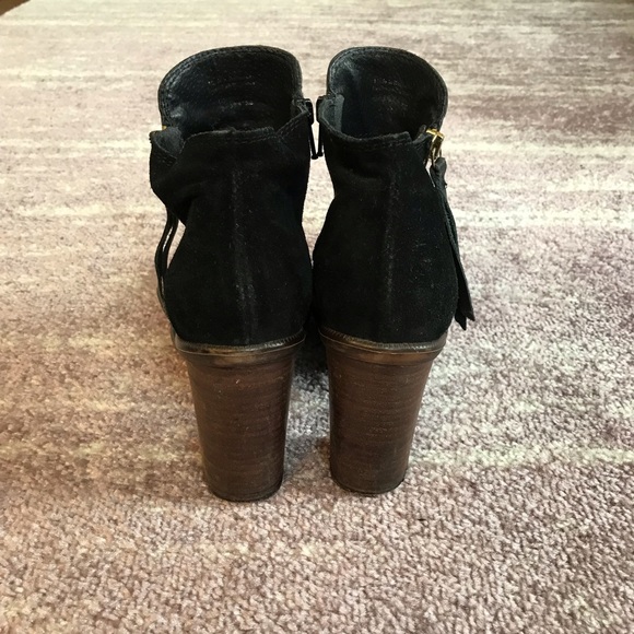 ALDO leather + suede booties double zip wood heel - Picture 4 of 8